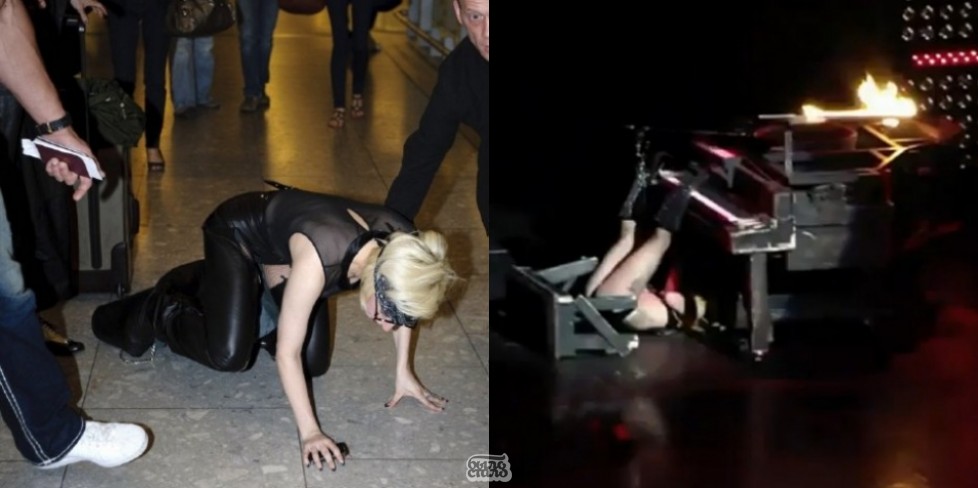 Lady Gaga упала на концерте
